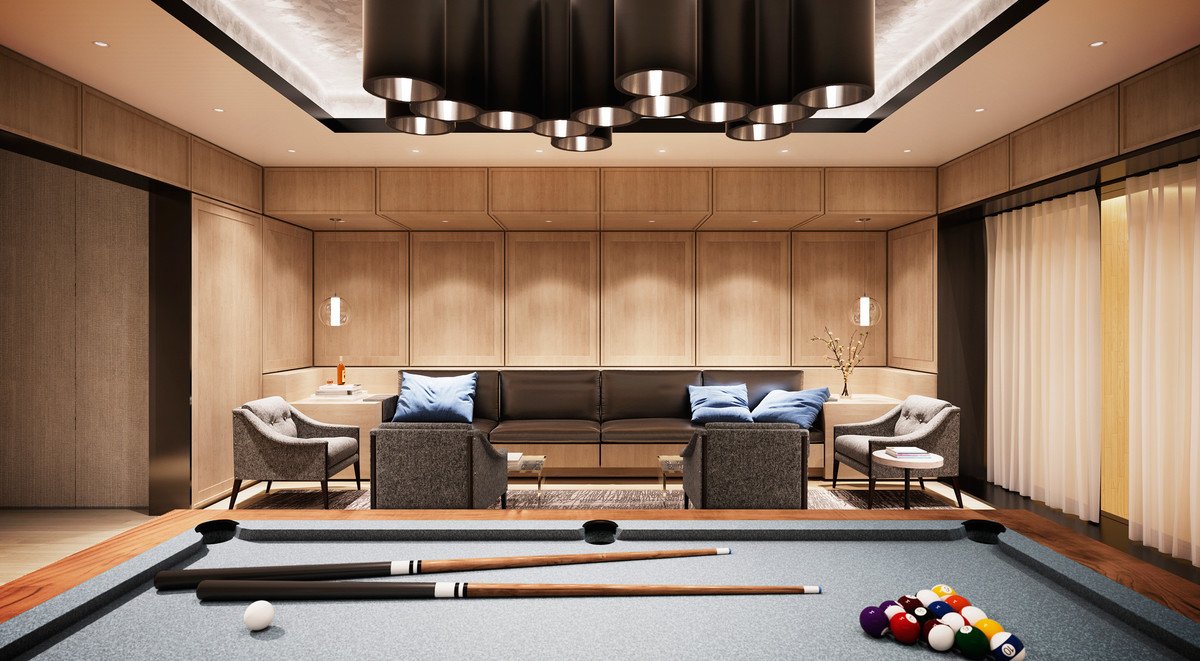 In the lounge, residents will feel like they’re guests at a boutique design hotel. Equipped with a pool table and areas to relax, this room is a stylish extension of home and an ideal place to entertain friends. 